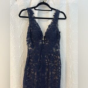 Sherri Hill Navy Blue Prom Dress